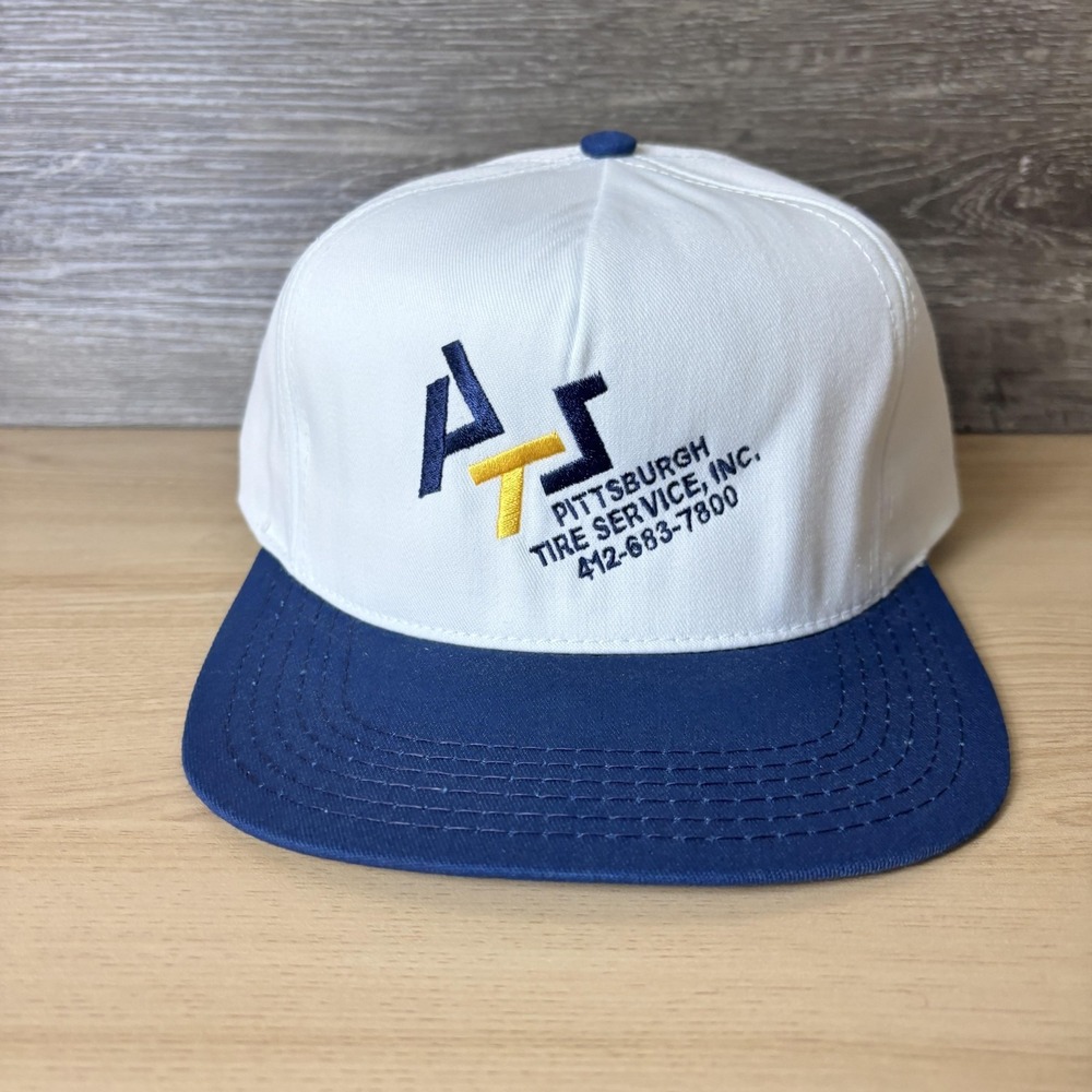 Vintage Pittsburgh Tire Service Hat Cap SnapBack White Embroidered Mens